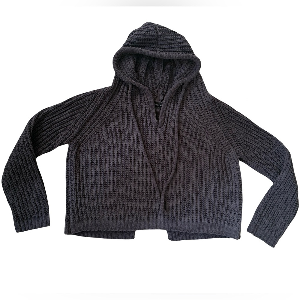 Shadow & Sky - Women’s Cropped, Open Knit Hooded Sweater Size: S